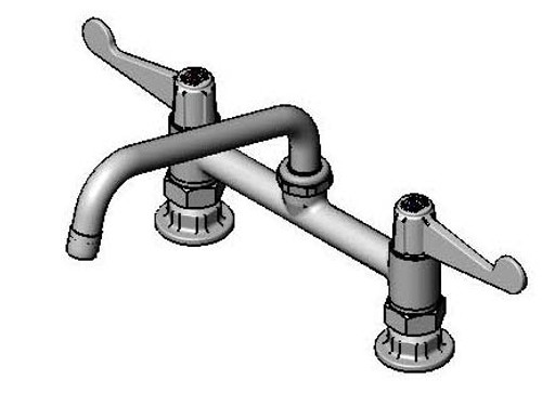 T&S Brass 5F-8DWS08 equip 8" Deck Mount Faucet, Wrist Handles, 8" Swing Nozzle & 1/2" NPT Supply Nipple Kit