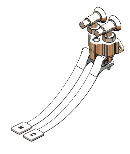T&S Brass - B-0504-03 - Double Pedal Valve, Wall Mount, Inlets 2-1/2-inch Centers, Loose Key Angle Stops