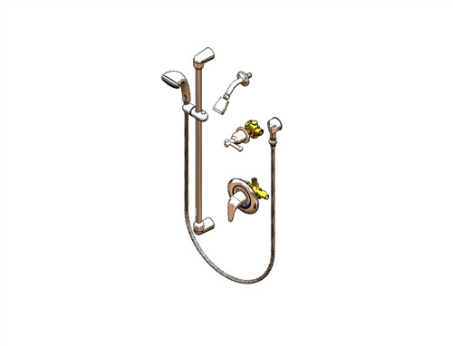 T&S Brass B-3406-VB - Shower Valve, 1/2-inch Sweat Ends, Diverter, Slide Bar, VB, 1.5 GPM Hand Shower & Showerhead