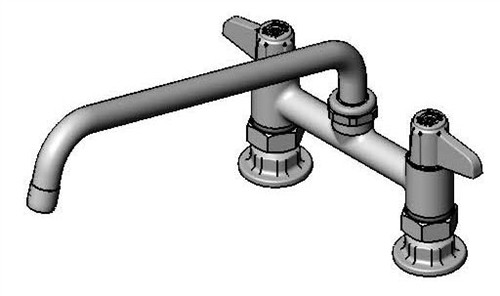 T&S Brass - 5F-6DLS12 Equip 6" Deck Mount Faucet  FCT, 12" Swing Nozzle & Wrist Handles