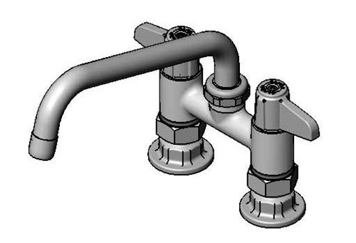 T&S Brass 5F-4DLS08 Equip 4" Deck Mount Swivel Base Faucet, 8" Swing Nozzle & Supply Nipple Kit