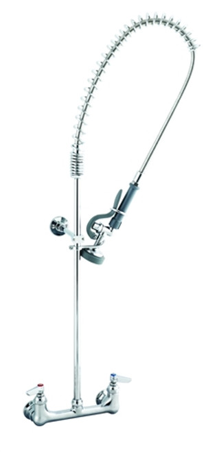 T&S Brass - B-2278-B9 - Pre-Rinse, 8-inch c/c Wall Mount Base, Vacuum Breaker, Wall Bracket, 44-inch St.Steel Hose, Spray Valve