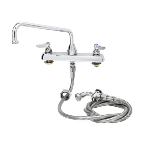 T&S Brass - B-1172-01 - WORKBOARD FAUCET, DECKMOUNT, 8-inch C/C, 12-inch SWING NOZZLE, SIDE SPRAY w/ ROSESPRAY OUTLET