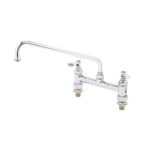 T&S Brass - B-0220-CC - Double Pantry Faucet, Deck Mount, 8-inch Centers, 18-inch Swing Nozzle, 1/2-inch NPT Male Inlets