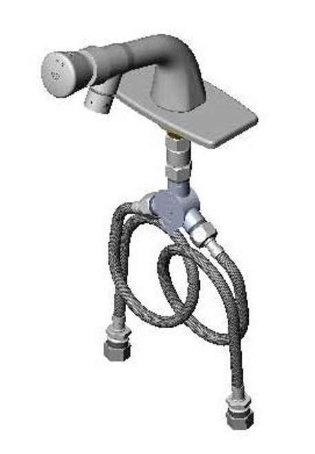 T&S Brass - B-0807-VR - Metering Faucet, Single Hole Base, 4-inch Spreader, Push Button Cap, Vandal Resistant Plate