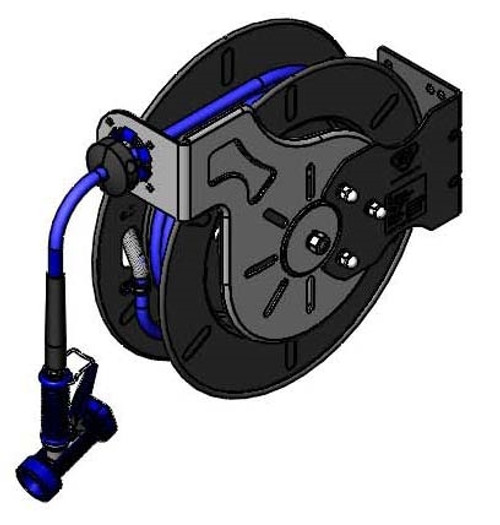 T&S Brass - B-7242-02 - Hose Reel, Open, Epoxy Coated Steel, 50'Hose, 3/8-inch ID with Rear Trigger Water Gun