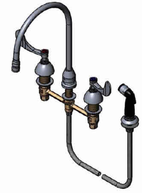 T&S Brass - B-2347-05 - Medical Faucet w/Sidespray, 8-inch Centers, Swivel Gooseneck w/Aerator, 4-inch Wrist Action Handle T&S Brass - B-2347-05 - Medical Faucet w/Sidespray, 8-inch Centers, Swivel Gooseneck w/Aerator, 4-inch Wrist Action Handle