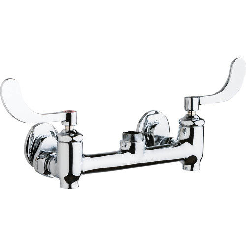 Chicago Faucets 640-LES317YAB - Hot and Cold Water 8-inch Wall Mounted Sink Faucet with Integral Supply Stops