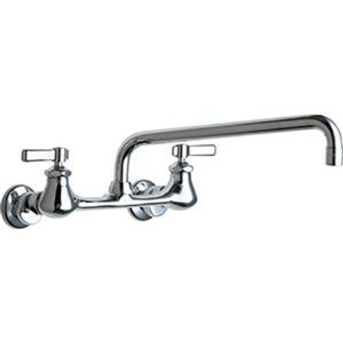 Chicago Faucets - 540-LDL12ABCP - 8-inch Adjustable Wall Mounted Faucet with 12-inch Tubular Swing Spout - great for 3 compartment sinks