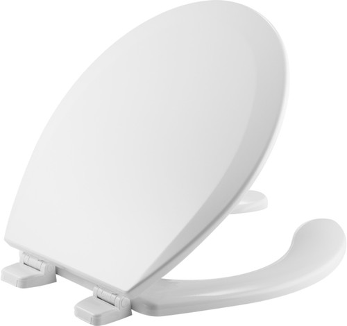 550TTT 000 - Bemis Round Open Front with Cover Enameled Wood Toilet Seat-Tite StayTite Seat Fastening System and Precision Seat Fit Adjustable Hinge, White
