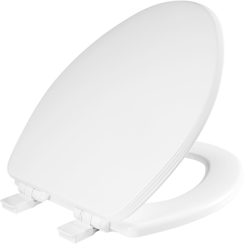 1600E4 390 - Bemis Ashland Elongated Enameled Wood Toilet Seat, Easy-Clean, Whisper-Close and Precision Seat Fit Adjustable Hinge, Cotton White