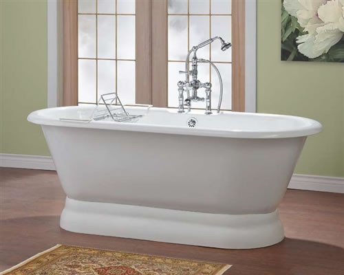 Cheviot 2164W - CARLTON Cast Iron Bath with Cast Iron Pedestal