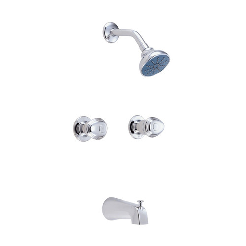 Gerber 58-400-82 Hardwater Two Handle Threaded Escutcheon Tub & Shower Fitting with Slip Diverter Spout 1.75gpm Chrome