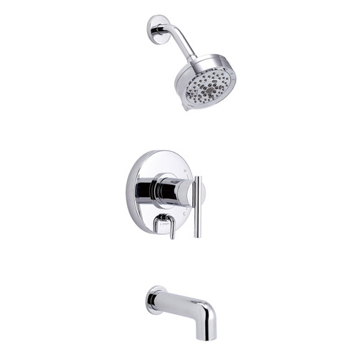 Gerber D512058TC Parma 1H Tub & Shower Trim Kit & Treysta Cartridge w/ Diverter on Valve & 5 Function Showerhead 2.0gpm Chrome
