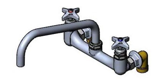 T&S Brass B-0290-CVH - Big-Flo Mixing Faucet, 8-inch Wall Mount, 12-inch Swing Nozzle, 00Ll Inlet Elbows, Check Valves T&S Brass B-0290-CVH - Big-Flo Mixing Faucet, 8-inch Wall Mount, 12-inch Swing Nozzle, 00Ll Inlet Elbows, Check Valves