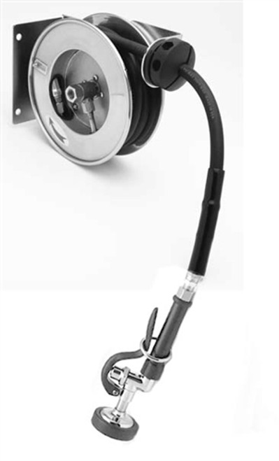 T&S Brass B-7102-01M - Open Stainless Steel Hose Reel, 3/8-inch X 12 Ft, with B-0107 Spray Valve T&S Brass B-7102-01M - Open Stainless Steel Hose Reel, 3/8-inch X 12 Ft, with B-0107 Spray Valve