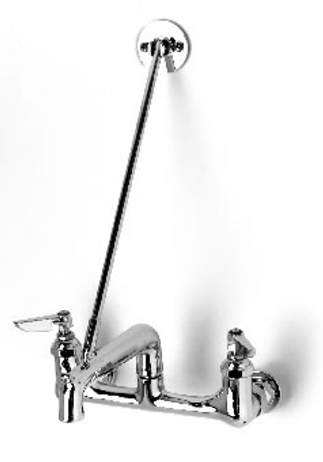 T&S Brass - B-0660-POL - Service Sink Faucet, Wall Mount, 8-inch Centers, Wall Brace, Plain End Outlet, Polish T&S Brass - B-0660-POL - Service Sink Faucet, Wall Mount, 8-inch Centers, Wall Brace, Plain End Outlet, Polish