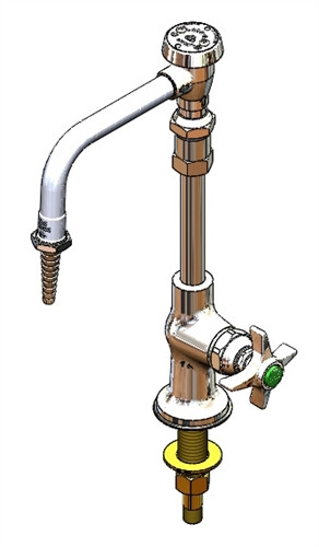 T&S Brass - BL-5705-09 - Lab Faucet, Single Temperature Control, Vacuum Breaker Swing Nozzle, Serrated Tip