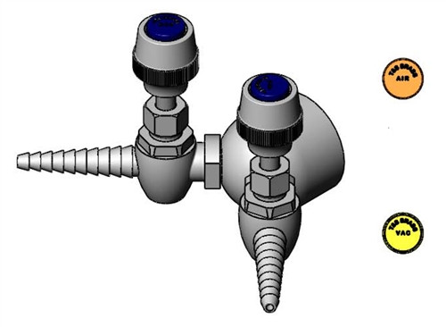 T&S Brass - BL-4260-02 - DBL.PNL.FLNG.W/2 NDL.HOSE CK