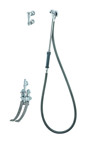 T&S Brass B-0676-54V - Bedpan Washer, Pedal Valve, Vacuum Breaker, Extended Spray Outlet, 54-inch Vinyl Hose