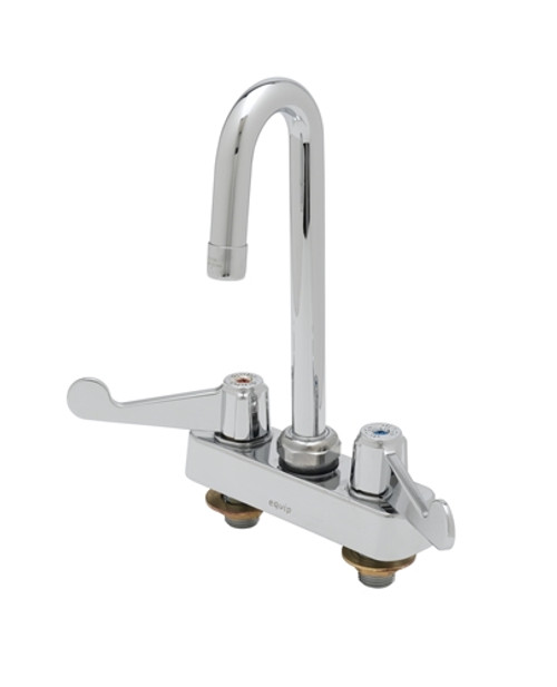 T&S Brass 5F-4CWX05A - Equip 4-inch Deck Mount Workboard Faucet, 5-1/2-inch Swivel Gooseneck, 2.2 Gpm Aerator, 4-inch Handles