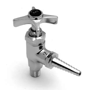 T&S Brass - BL-4520-01 - Lab, Angle Stop, Serrated Tip, Color Coded for Gas, 3/8-inch NPT Male Inlet