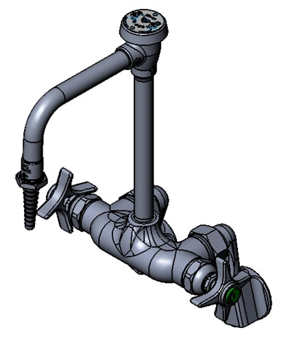 T&S Brass - BL-5740-08 - WALL MOUNT POLISH CHROME MIXING FCT. W/ ADJUSTABLE INLETS