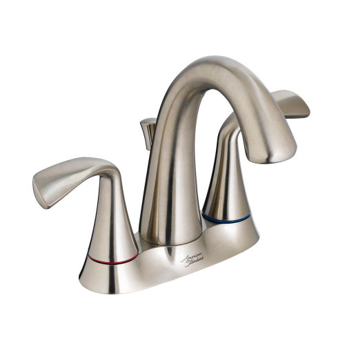 American Standard 7186211.295 Fluent Two-Handle Centerset Bathroom Faucet w/ Red/Blue Indicators (Brushed Nickel)