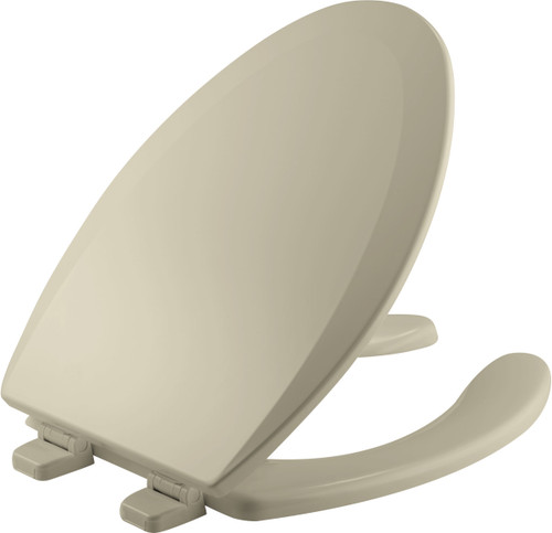 1550TTT 006 - Bemis Elongated Enameled Wood Open Front with Cover Toilet Seat-Tite STA-TITE Seat Fastening System and Precision Seat Fit Adjustable Hinge, Bone