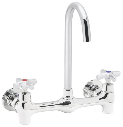 Speakman SC-5741-FC - Commander thru/back faucet with 5 1/4-inch deep plain end gooseneck rigid or swivel 2.0 gpm laminar flow control in base of spout with cross handles