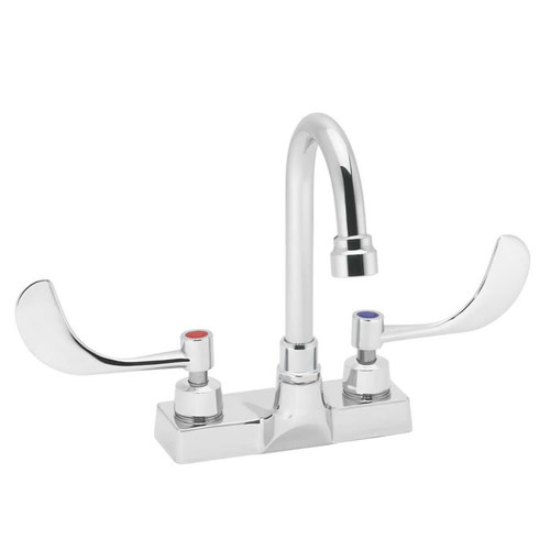 Speakman SC-3084-LD - Commander centerset faucet with 3 3/4-inch deep gooseneck rigid or swivel and 4-inch wrist blade handles