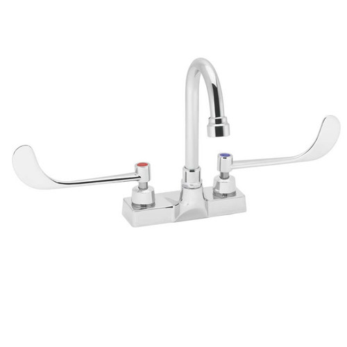 Speakman SC-3086-LD - Commander centerset faucet with 3 3/4-inch deep gooseneck rigid or swivel and 6-inch wrist blade handles