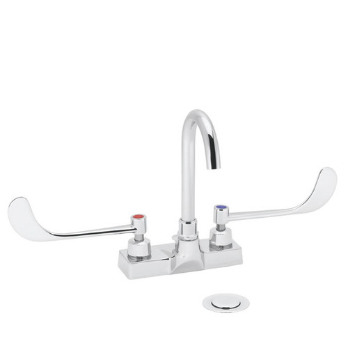 Speakman SC-3096-FC - Commander centerset faucet with 3 3/4-inch deep plain end gooseneck rigid or swivel 2.0 gpm laminar flow control in base of spout and 6-inch wrist blade handles