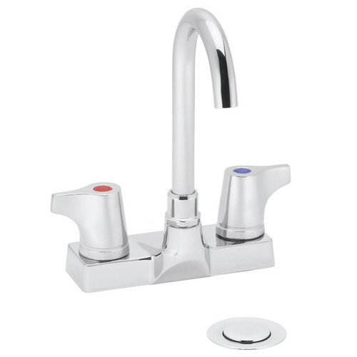 Speakman SC-3098-FC - Commander centerset faucet with 3 3/4-inch deep plain end gooseneck rigid or swivel 2.0 gpm laminar flow control in base of spout and wing handles