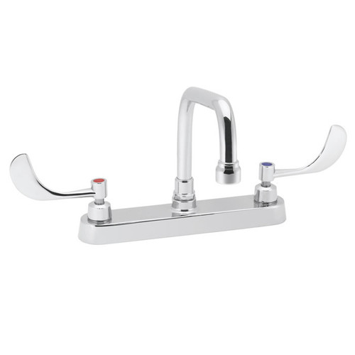 Speakman SC-5724-12 - Commander centerset faucet with 12-inch deep tubular swing spout rigid or swivel and 4-inch wrist blade handles