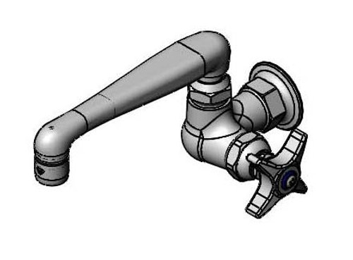 T&S Brass - B-0216-177F - SINGLE TEMP.WALL MOUNT SWIVEL BASE w/ LEVER HANDLE & OCS6 6-inch CAST SPOUT