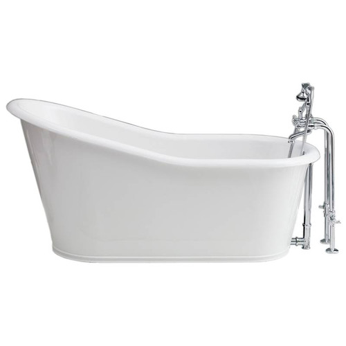 Cheviot 2157-WC DAKOTA Cast Iron Bathtub, White Interior, Custom Colour Exterior, White Feet Tub