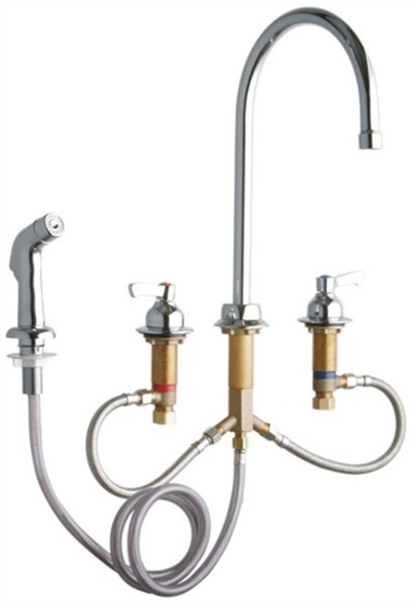 Elkay LK801GN08L2 - Widespread Deck Mount Kitchen Faucet with Side Spray and Gooseneck Spout Elkay LK801GN08L2 - Widespread Deck Mount Kitchen Faucet with Side Spray and Gooseneck Spout