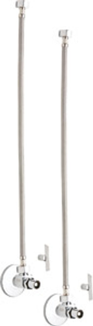 Chicago Faucets STC-12-13-PR-AB - Compression Angle Stop, Loose Key with 20-inch Riser and Wall Flange, 3/8-inch Female NPT x 1/2-inch Compression - One Pair