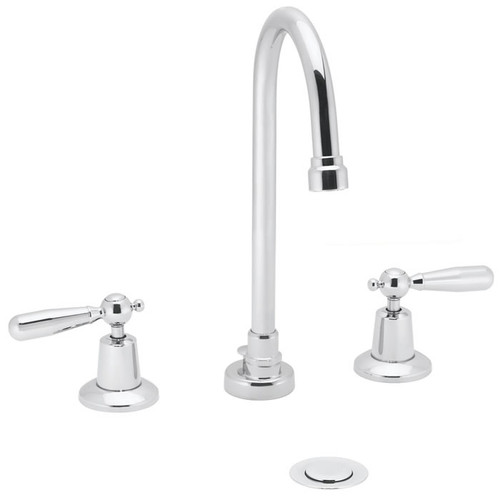 Speakman SC-3012-REV - Commander widespread faucet with 5 1/4-inch deep gooseneck rigid or swivel and revere lever handles
