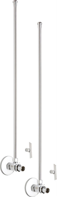 Chicago Faucets STC-31-12-PR-AB - Compression Angle Stop, Loose Key with 20-inch Riser and Wall Flange, 1/2-inch Compression x 3/8-inchCompression - One Pair
