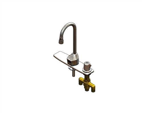 T&S Brass EC-3100-SMT8 - Chekpoint Elec Faucet, Deck Mt, GN, Side Mt TMV, 8-inch C-C Deck Plate