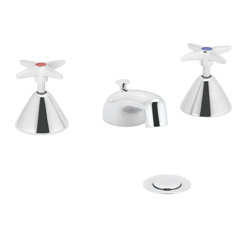 Speakman SC-3031-D75 - Polished chrome plated widespread faucet. 1/4 turn ceramic cartridge. Vandal-resistant handles with color-coded indexes (SC-3032-REV revere handles are not color-coded). Adjustable centers from 6-inch to 12-inch. Accommodates insta