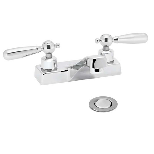 Speakman SC-3072-REV - Polished chrome plated centerset faucet. 1/4 turn ceramic cartridge. Vandal-resistant handles with color-coded indexes (SC-3072-REV revere handles are not color-coded). Accommodates installations up to 7/8-inch thick. Strainer drai