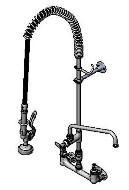 T&S Brass B-2278-01-CR - Pre-Rinse W/ Add-On Faucet, Wall Mount, 8-inch Centers, Vacuum Breaker, Wall Bracket,