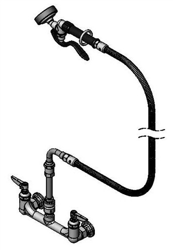 T&S Brass - P3-8WESV-00M - 8-inch WALL MOUNT, 1/2-inch NPT INLETS, VB, 96-inch SS FLEX HOSE, EB-0107-035