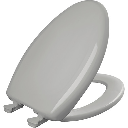 1200SLOWT 162 - Bemis Elongated Plastic Toilet Seat with Whisper-Close Hinge, Silver