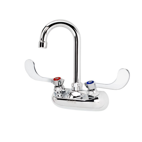 Krowne 10-400L-W Silver Series 4" Center All Mount Faucet With 3-1/2" Wide Gooseneck Spout And Wrist Blade Handles, Chrome
