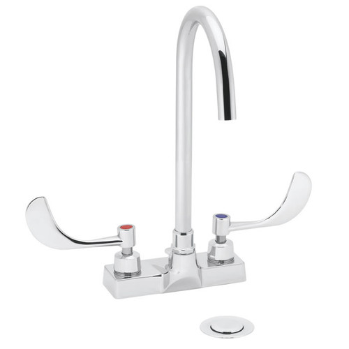 Speakman SC-3094-5-FC - Commander centerset faucet with 5 1/4-inch deep plain end gooseneck rigid or swivel 2.0 gpm laminar flow control in base of spout and 4-inch wrist blade handles