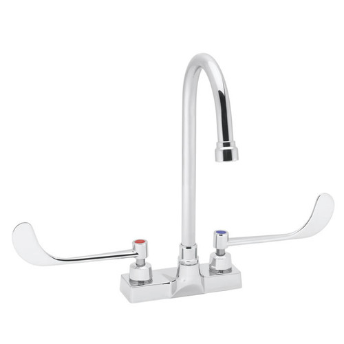 Speakman SC-3086-LD-5 - Commander centerset faucet with 5 1/4-inch deep gooseneck rigid or swivel and 6-inch wrist blade handles